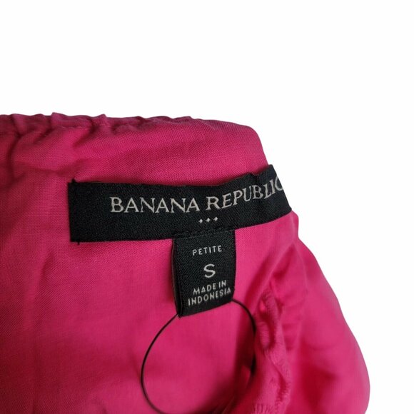 🤩Women's Blouse Sz S Petite Banana Republic Embroidered Eyelet Peplum Top pink - Picture 3 of 8